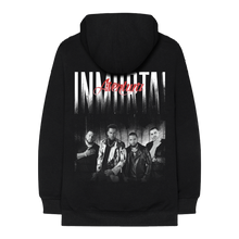 Load image into Gallery viewer, Aventura Black Hoodie with Romeo Santos, Lenny Santos, Henry Santos, and Max Agende Santos
