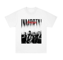 Load image into Gallery viewer, Aventura White T-Shirt with Romeo Santos, Lenny Santos, Henry Santos, and Max Agende Santos
