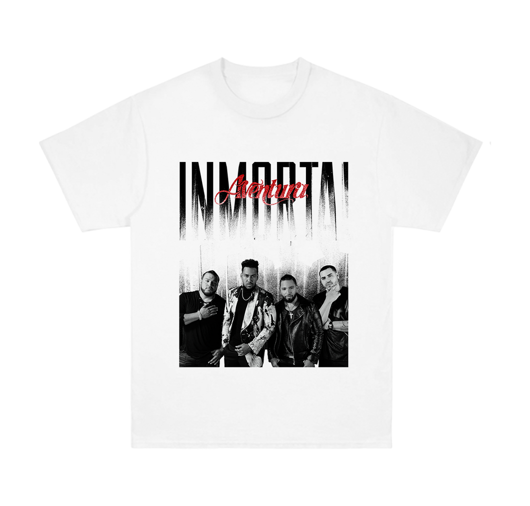 Aventura White T-Shirt with Romeo Santos, Lenny Santos, Henry Santos, and Max Agende Santos